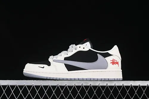 All Categories Air Jordan Jordan Series Basketball Shoes Air Jordan 1 Low High-end Customized Low-top Sneakers Travis Scott x Fragment Design x Air Jordan 1 Low OG SP AJ1 Joe 1 Stussi Co-branded Beige and Black Splicing Low-top Cultural Casual Sneakers XZ6188-575